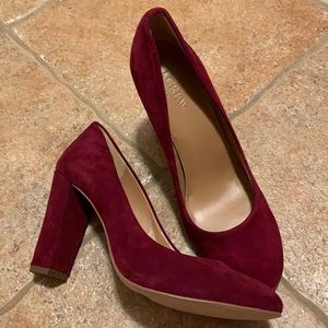 J. Crew Maroon Suede Pump Block Heel
